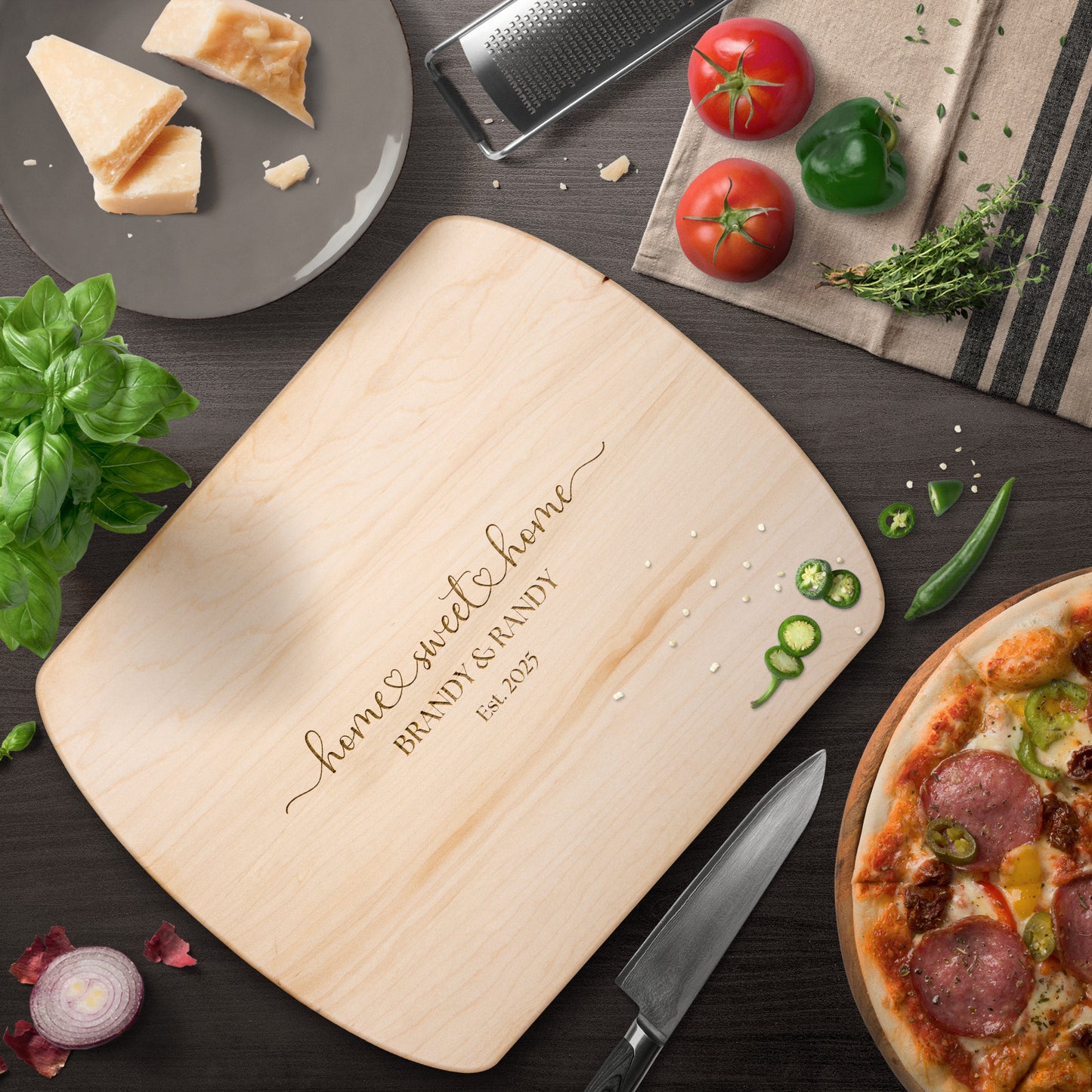 Personalized Cutting Board Wedding Gift | Bamboo Charcuterie Board | Unique Christmas Gift | Bridal Shower & Engraved Engagement Present | Housewarming & Kitchen Gift for Mothers