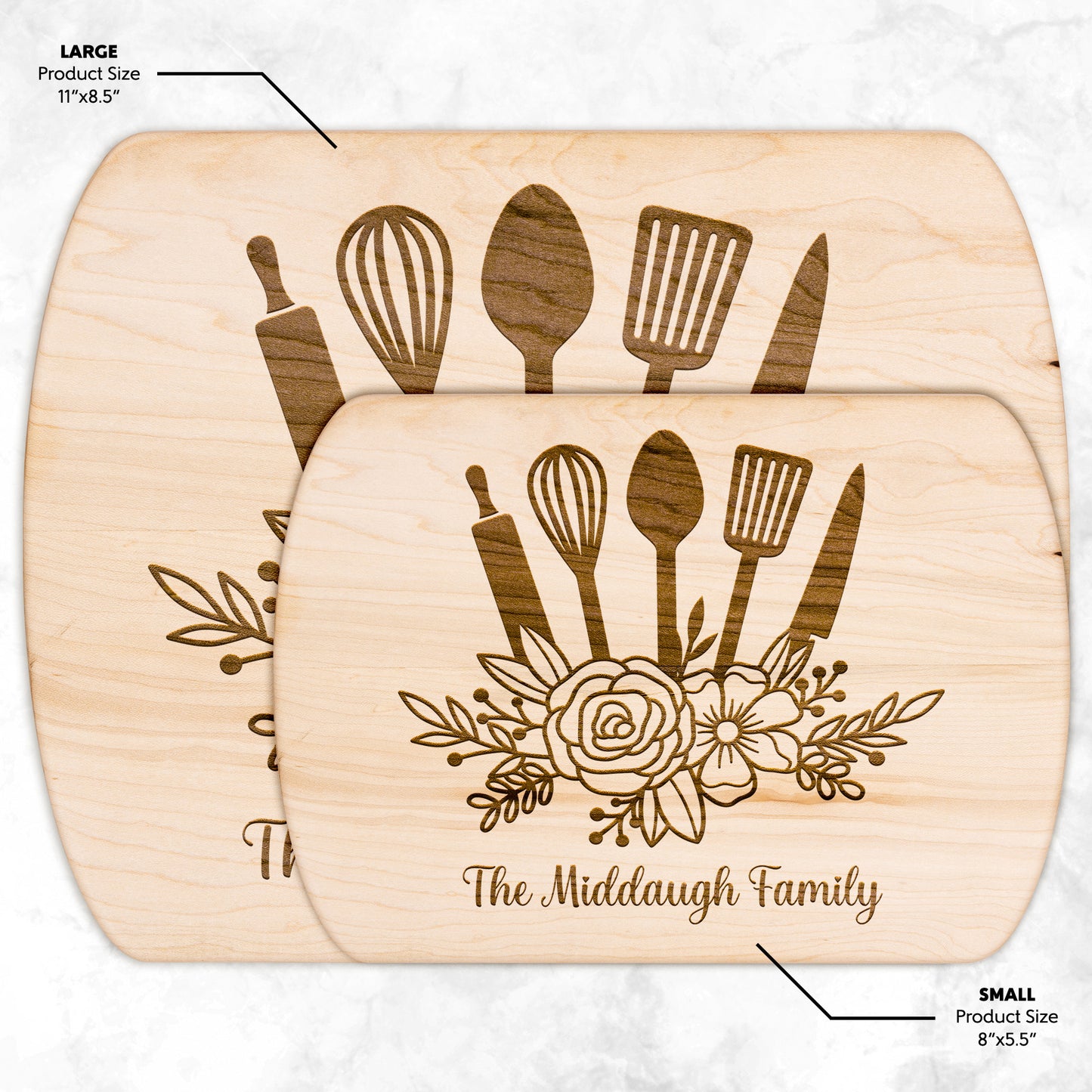 Floral Personalized Cutting Board