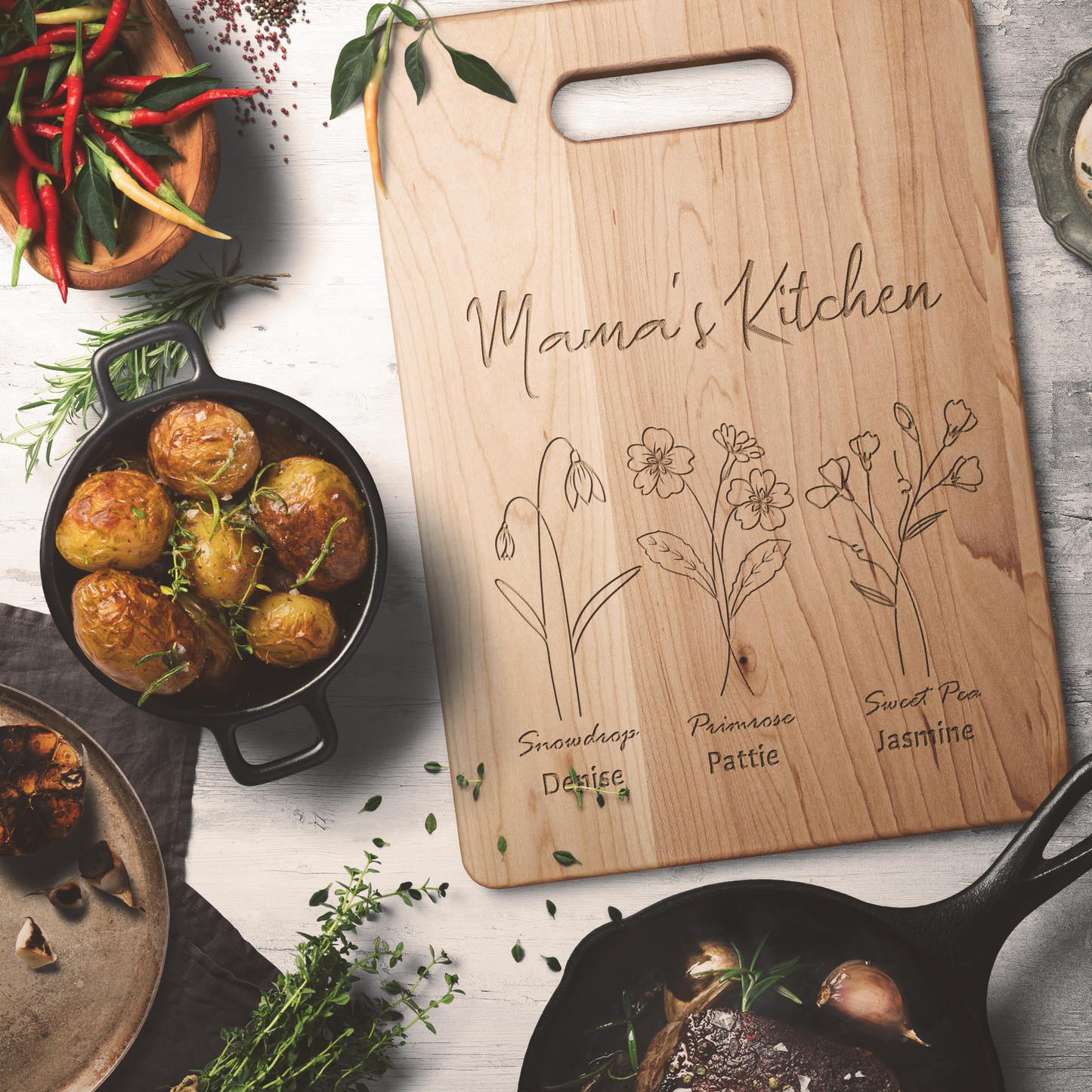 Mama's Kitchen Personalized Maple Cutting Board Charcuterie Board