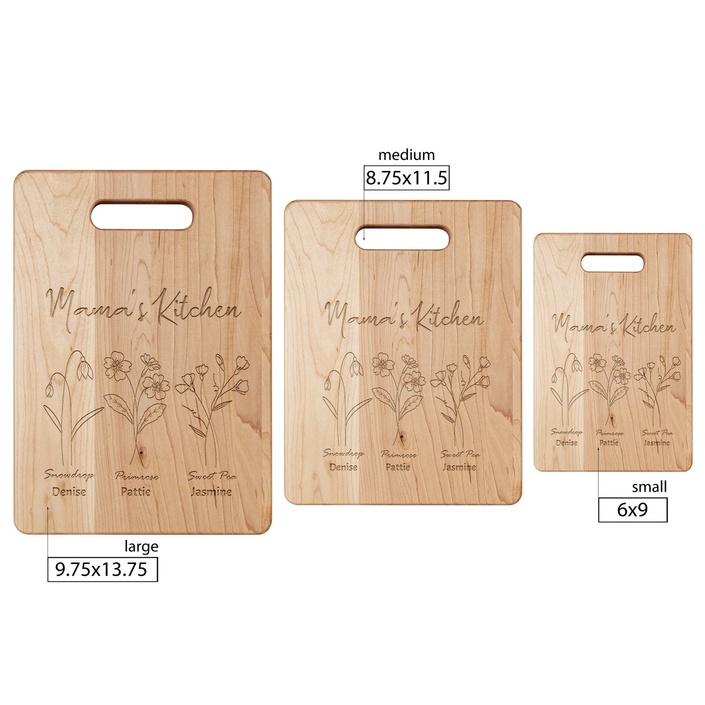 Mama's Kitchen Personalized Maple Cutting Board Charcuterie Board